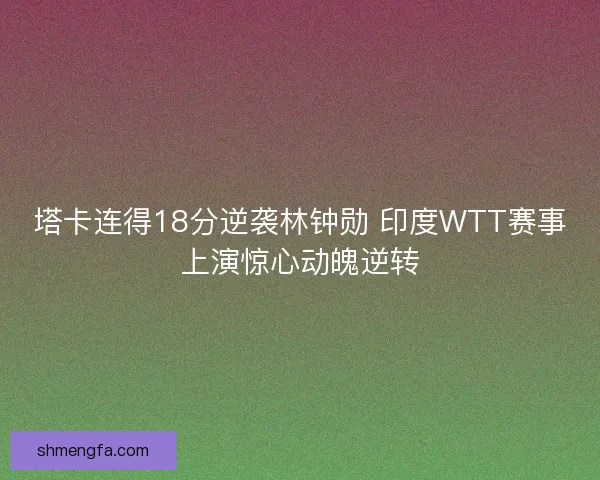 塔卡连得18分逆袭林钟勋 印度WTT赛事上演惊心动魄逆转