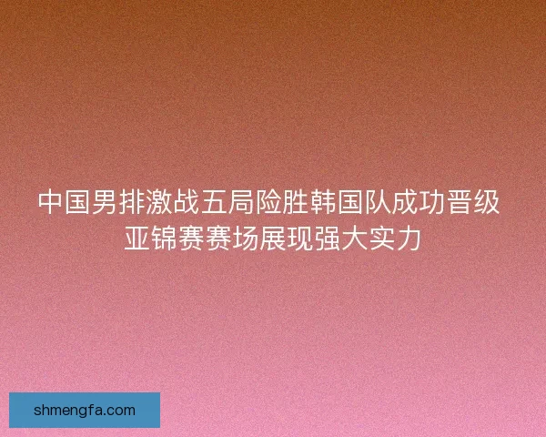 中国男排激战五局险胜韩国队成功晋级 亚锦赛赛场展现强大实力