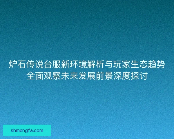 炉石传说台服新环境解析与玩家生态趋势全面观察未来发展前景深度探讨