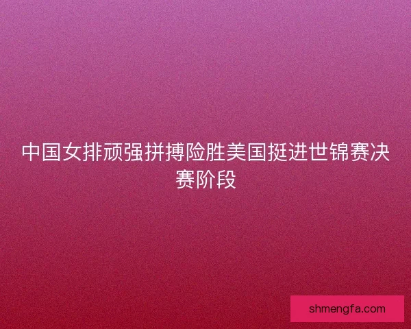 中国女排顽强拼搏险胜美国挺进世锦赛决赛阶段