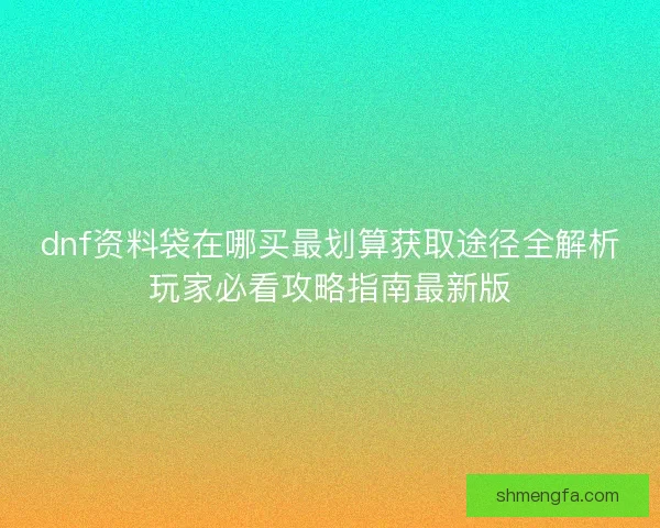dnf资料袋在哪买最划算获取途径全解析玩家必看攻略指南最新版