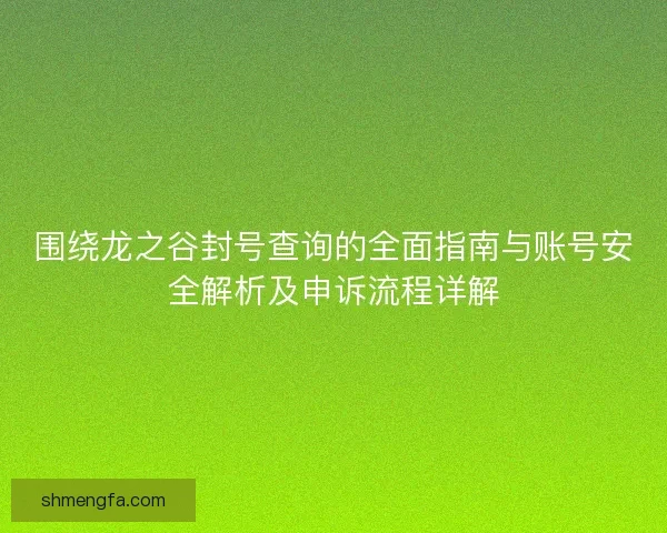 围绕龙之谷封号查询的全面指南与账号安全解析及申诉流程详解