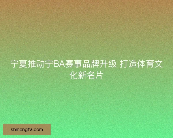 宁夏推动宁BA赛事品牌升级 打造体育文化新名片